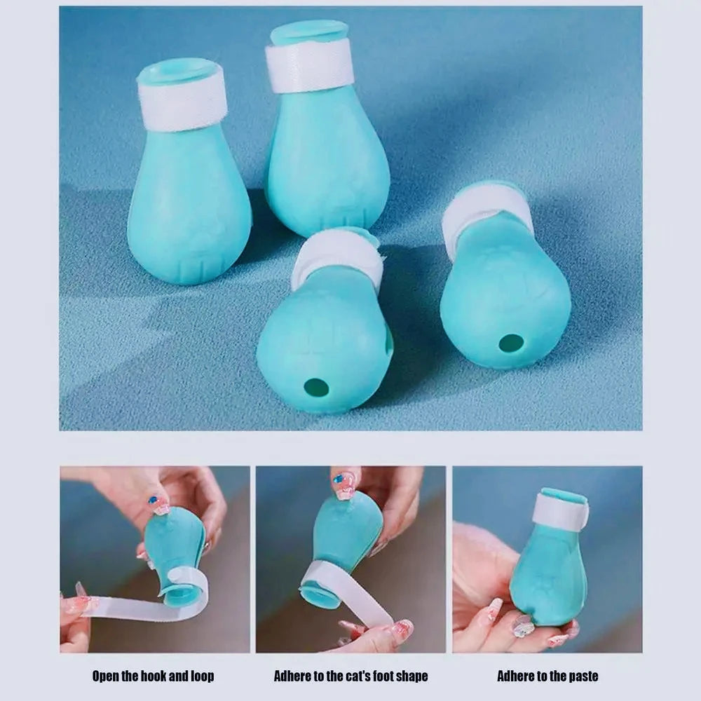 Kit Anti-Mordida e Anti-Lambedura para Gatos – Capacete Respirável com Botinhas de Silicone