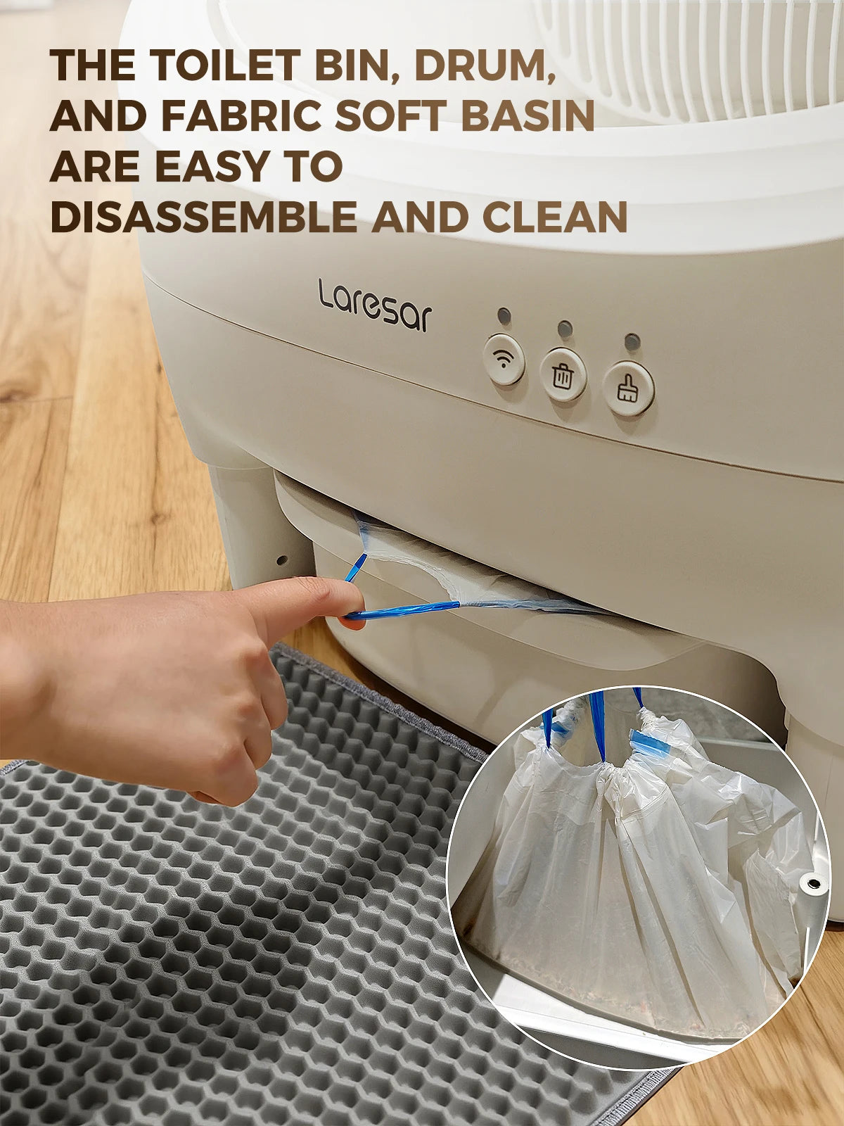 Caixa de Areia Inteligente Automática para Gatos LARESAR 10,5L – Autolimpante com App, Sensores Infravermelho e Controle Remoto