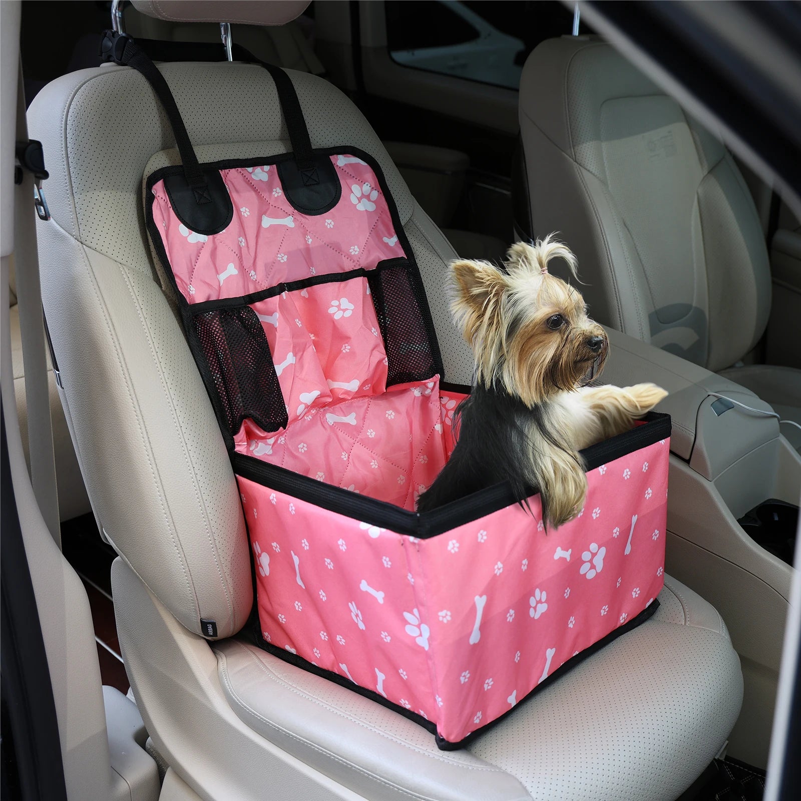 Capa de Banco para Carro com Bolsos – Assento Seguro e Portátil para Pets
