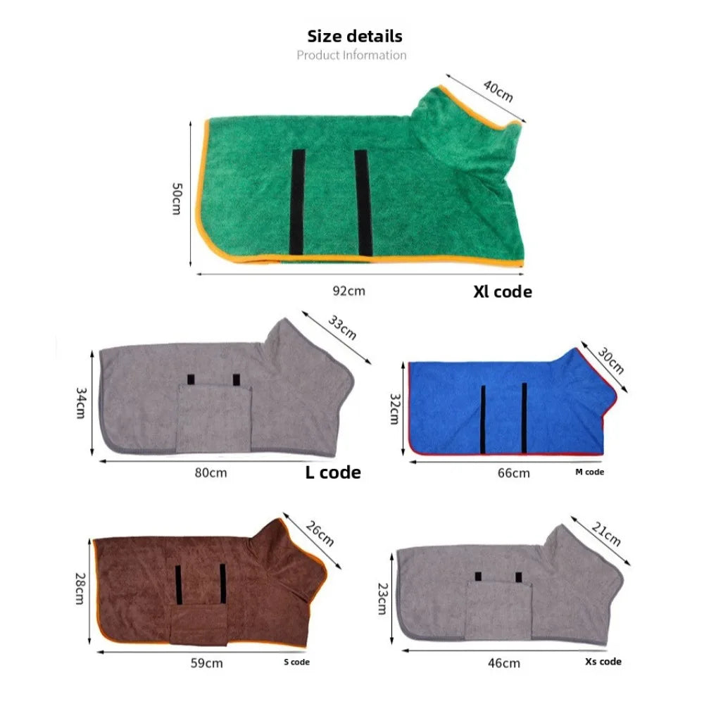 Toalha Roupão Absorvente para Pets – Secagem Rápida para Cães e Gatos
