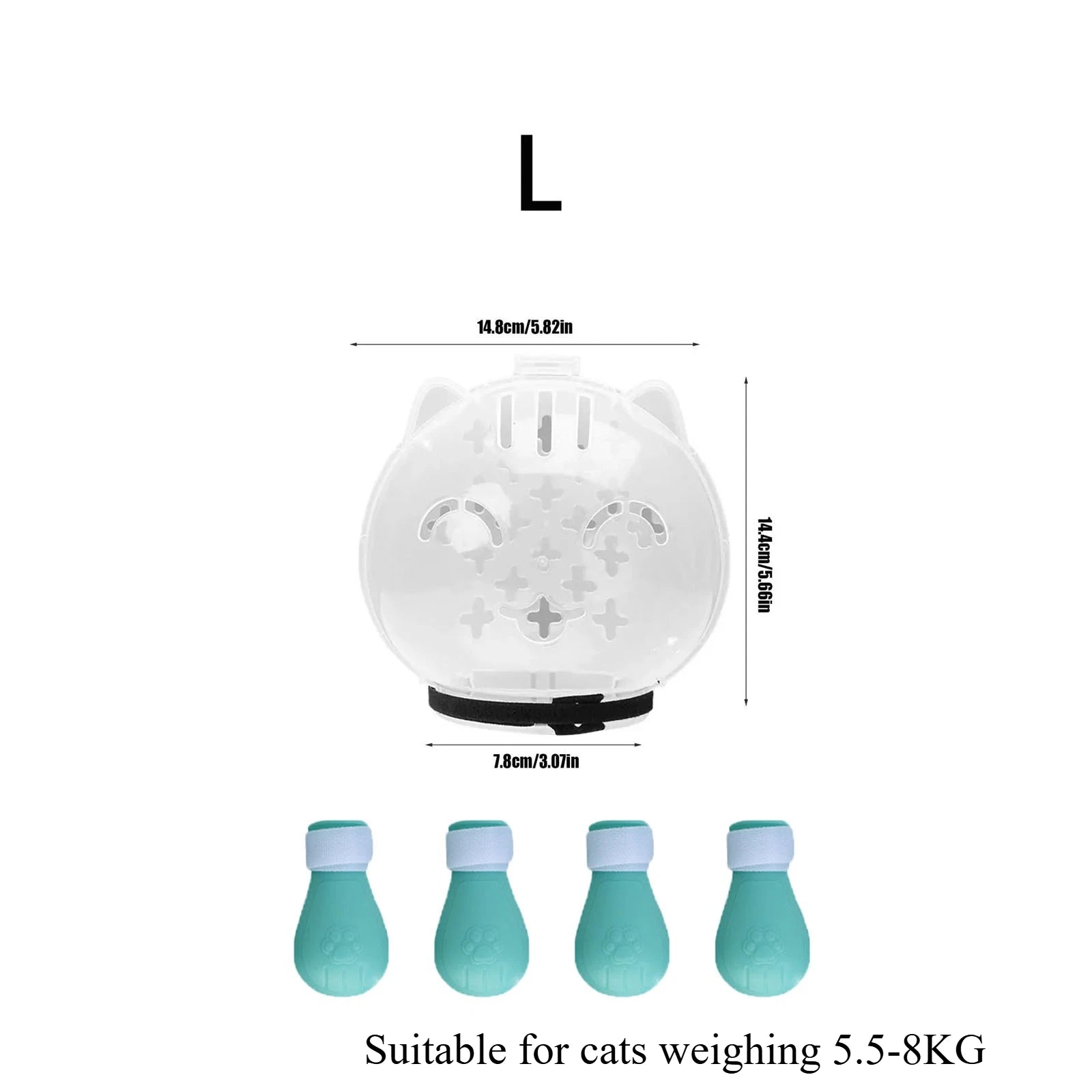 Kit Anti-Mordida e Anti-Lambedura para Gatos – Capacete Respirável com Botinhas de Silicone