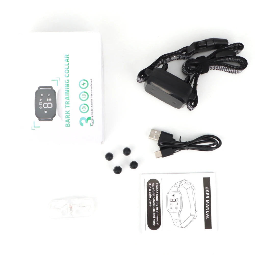 Coleira Antilatido Automática Inteligente – Display Digital HD, À Prova d’Água IP67, Recarregável – 3 Modos de Treino para Cães