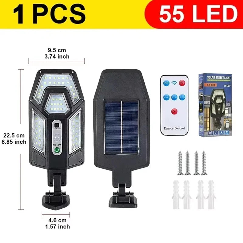 🌞 Luminária Solar Externa 15000LM – Sensor de Movimento, IP65 à Prova d’Água, Iluminação para Jardim, Rua e Parede até 500㎡