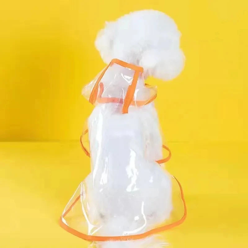 Capa de Chuva Transparente para Cachorros – Jaqueta Impermeável com Capuz para Filhotes e Cães Pequenos