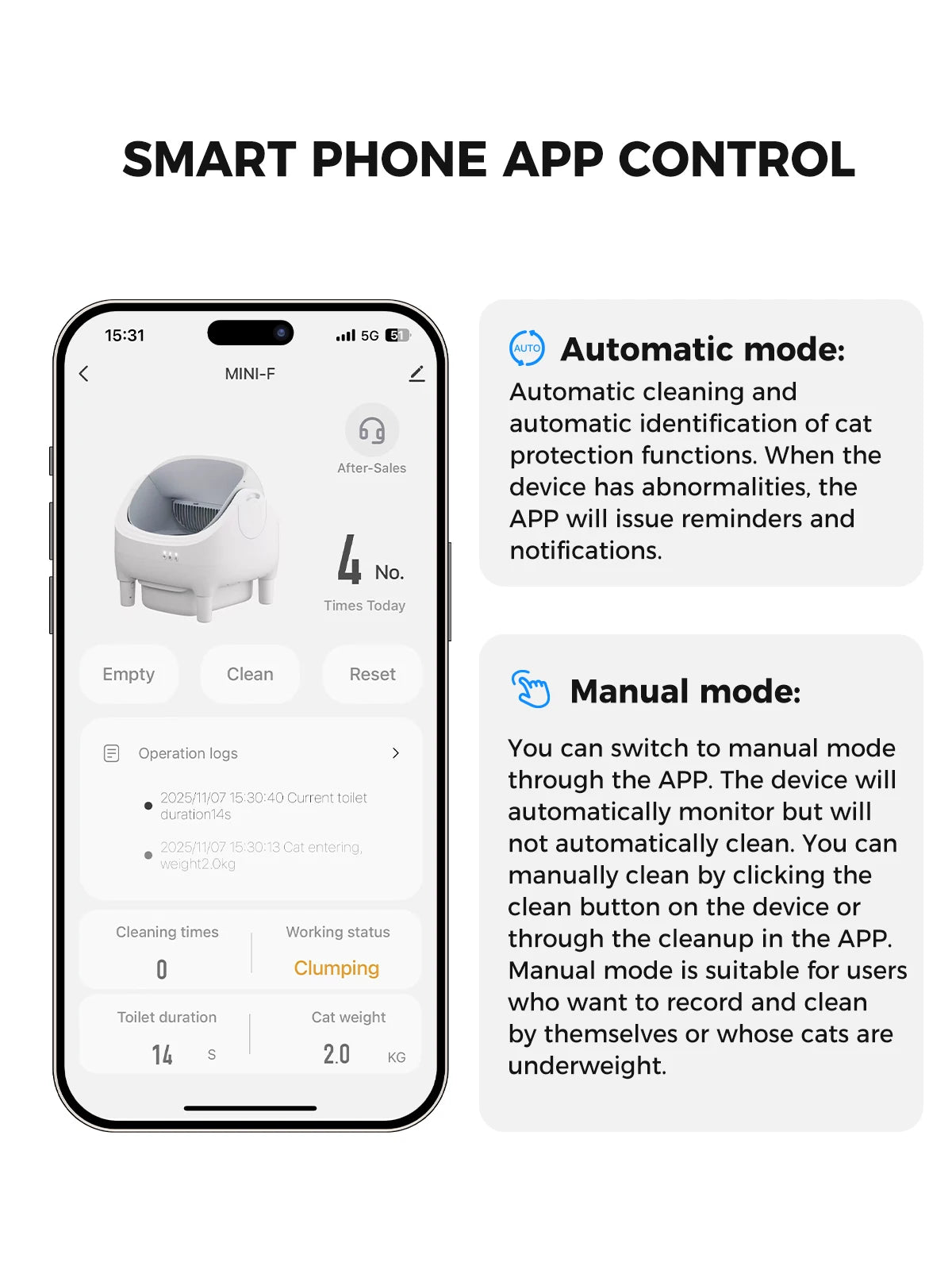 Caixa de Areia Inteligente Automática para Gatos LARESAR 10,5L – Autolimpante com App, Sensores Infravermelho e Controle Remoto