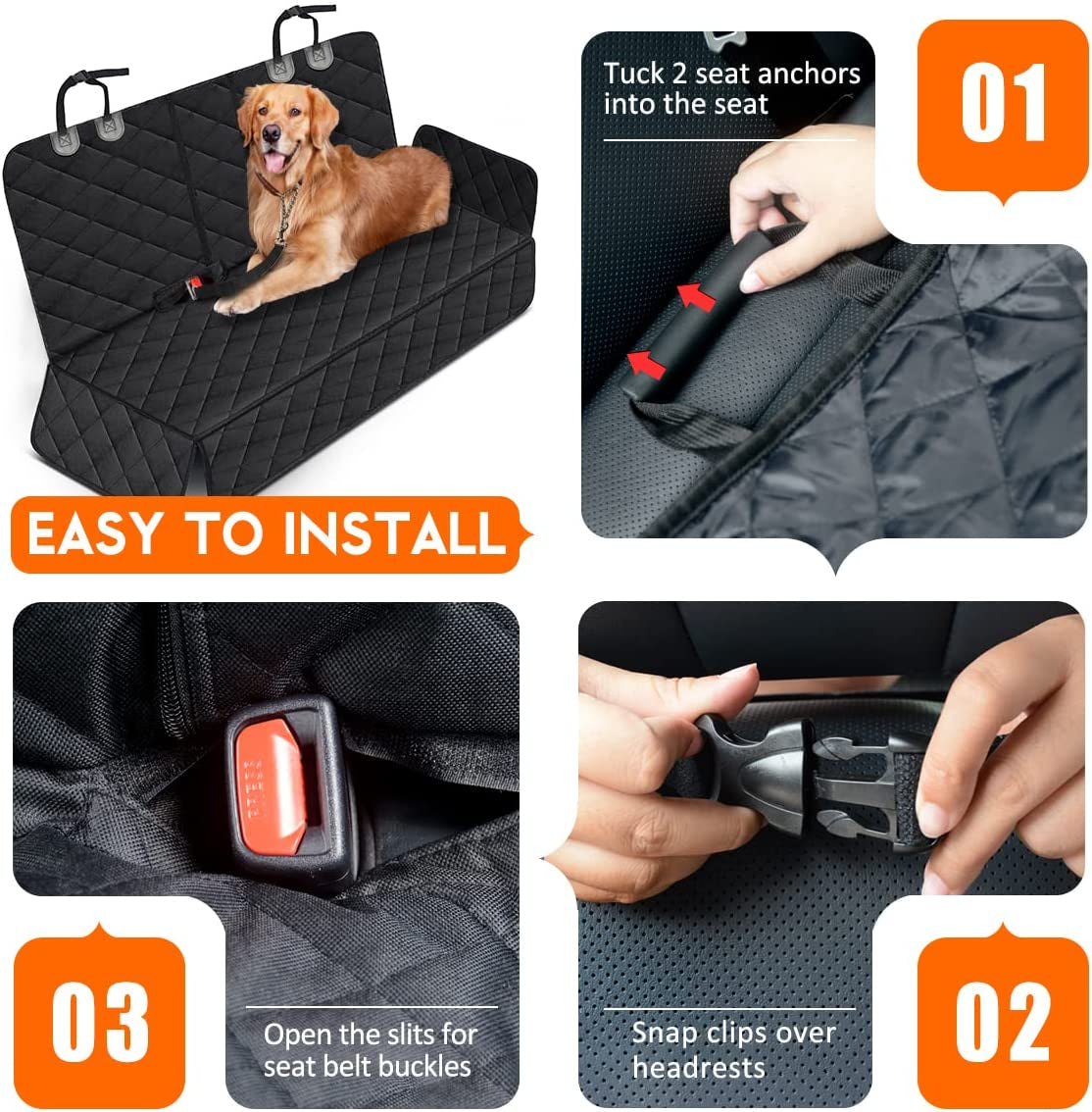 Capa Protetora Impermeável para Banco Traseiro de Carro – Assento Pet Antiderrapante com Apoio de Braço, Ideal para Cães em Carros, SUVs e Caminhonetes – Preto
