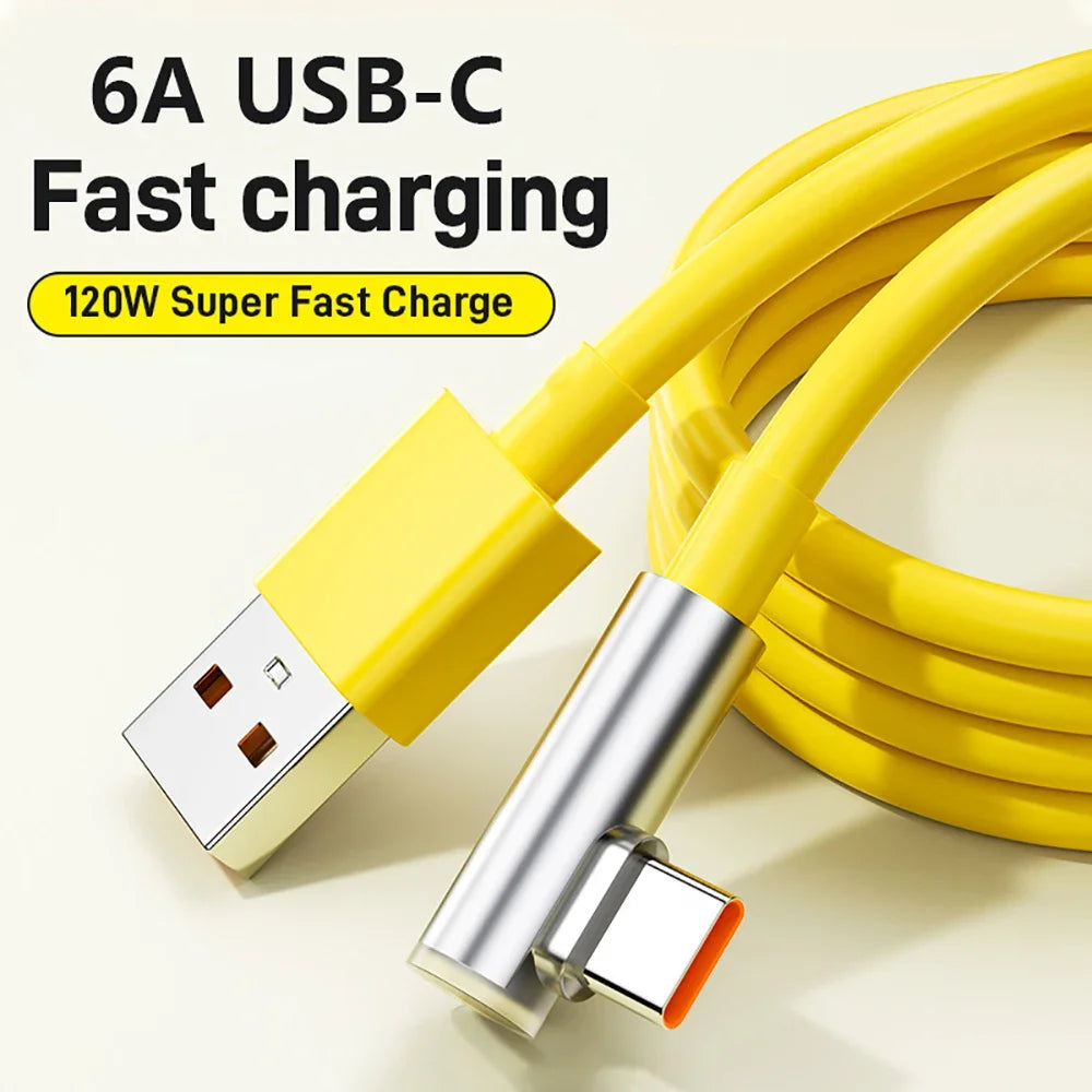 Cabo USB-C 120W / 6A 90° Super Fast Charging – Xiaomi 14 Ultra, Poco, Redmi