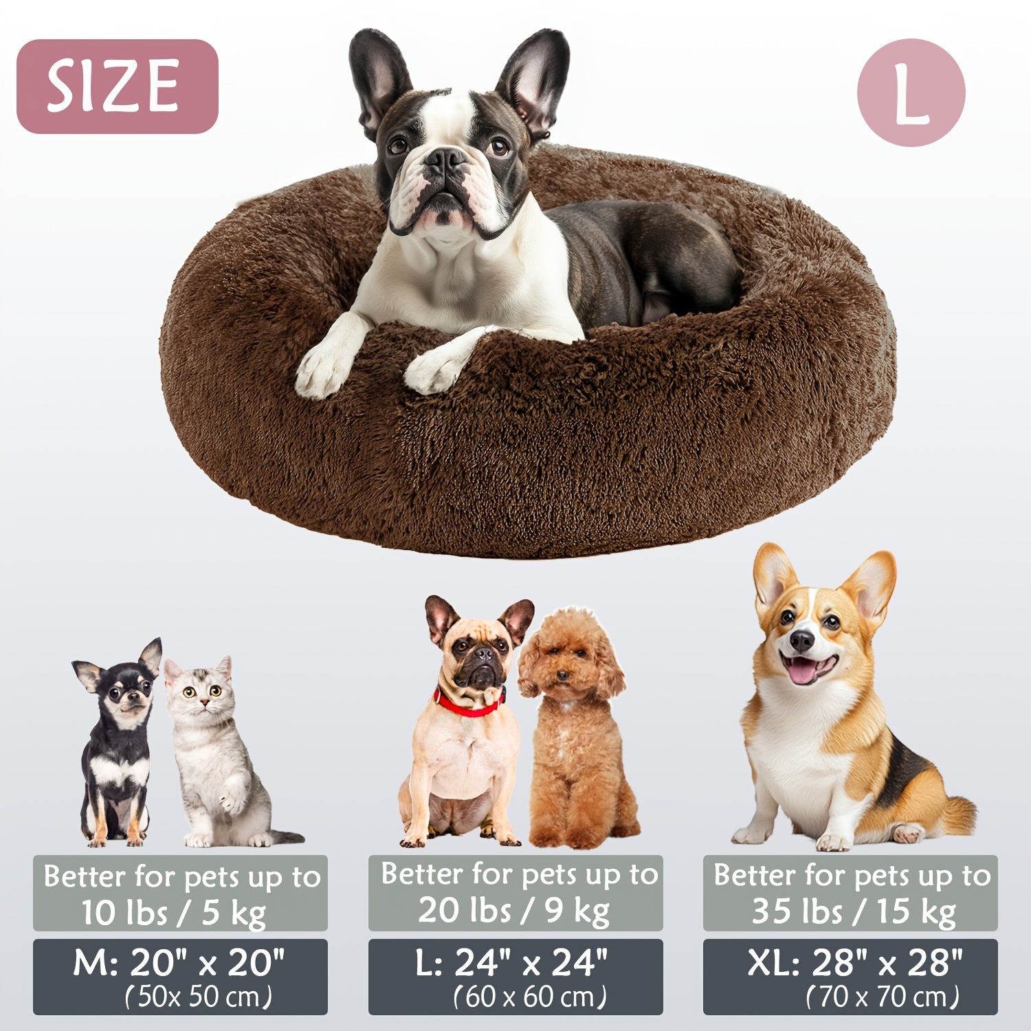 Soft Plush Round Pet Bed – Cama Macia e Aconchegante para Cães e Gatos | Ideal para Outono e Inverno
