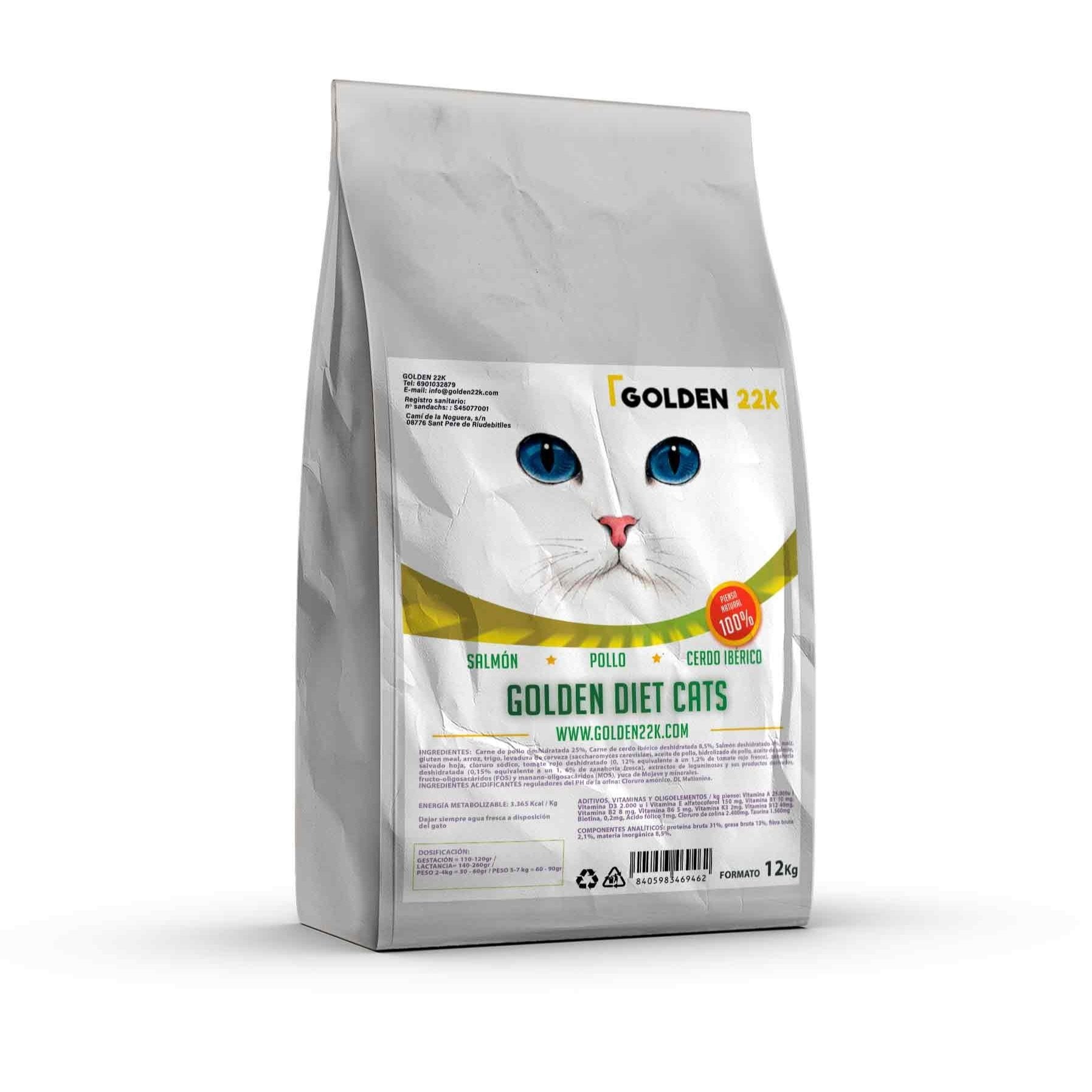 Ração Golden Cats Adult – Rica em Frango, Salmão e Proteína Ibérica | Para Gatos Esterilizados | Saúde Digestiva & Peso Ideal | Golden 22K