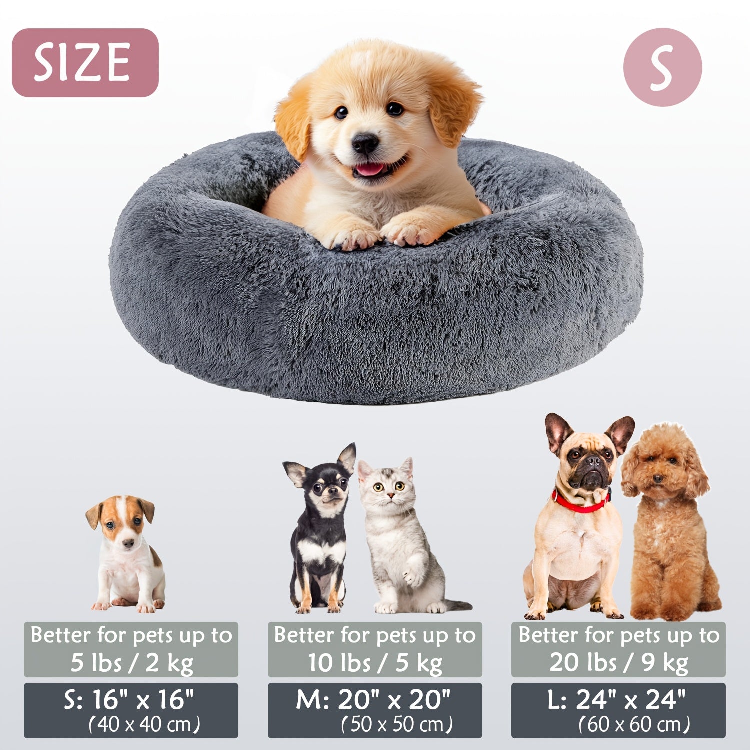 Soft Plush Round Pet Bed – Cama Macia e Aconchegante para Cães e Gatos | Ideal para Outono e Inverno