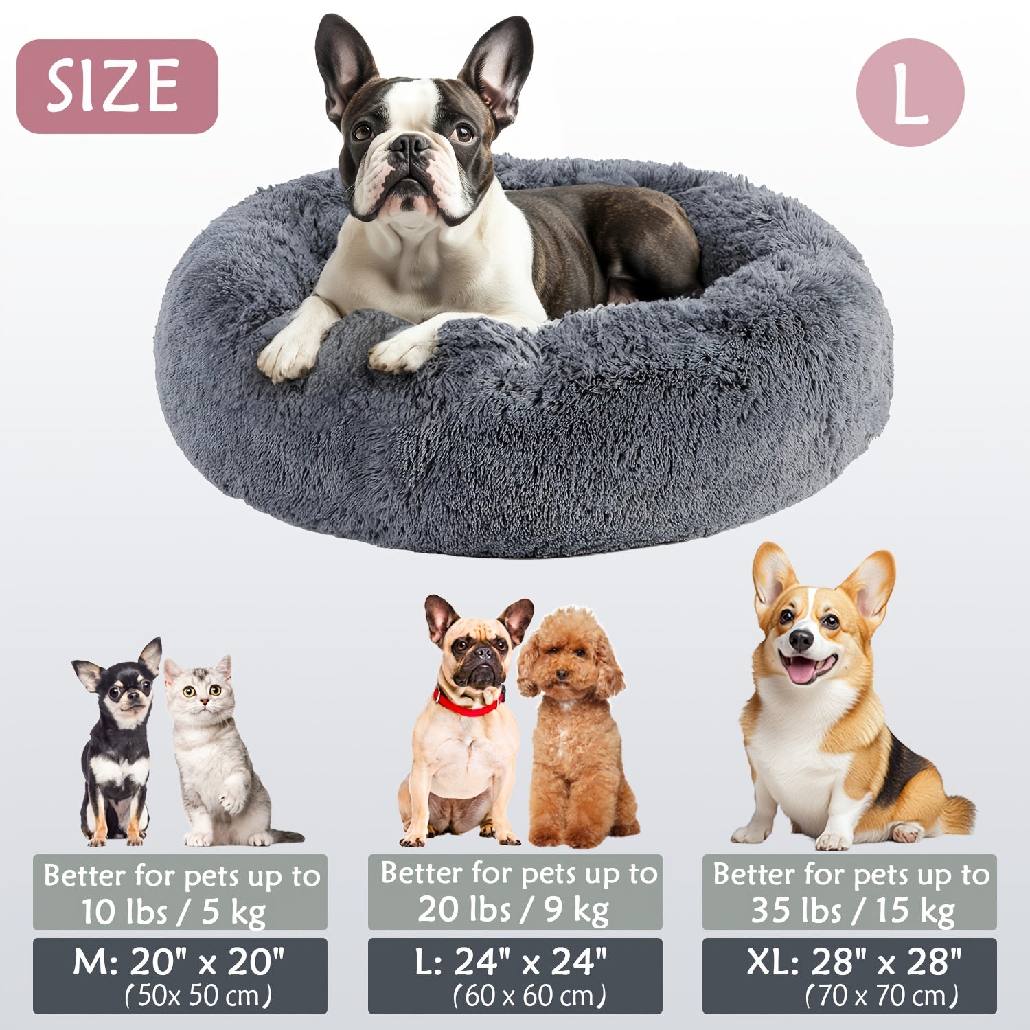 Soft Plush Round Pet Bed – Cama Macia e Aconchegante para Cães e Gatos | Ideal para Outono e Inverno