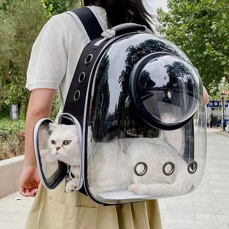 Mochila Transparente para Pets – Respirável, Espaçosa e Confortável | Transporte Seguro para Gatos e Cães de Pequeno Porte | Modelo Cápsulag