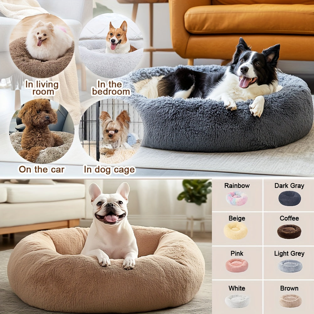 Soft Plush Round Pet Bed – Cama Macia e Aconchegante para Cães e Gatos | Ideal para Outono e Inverno