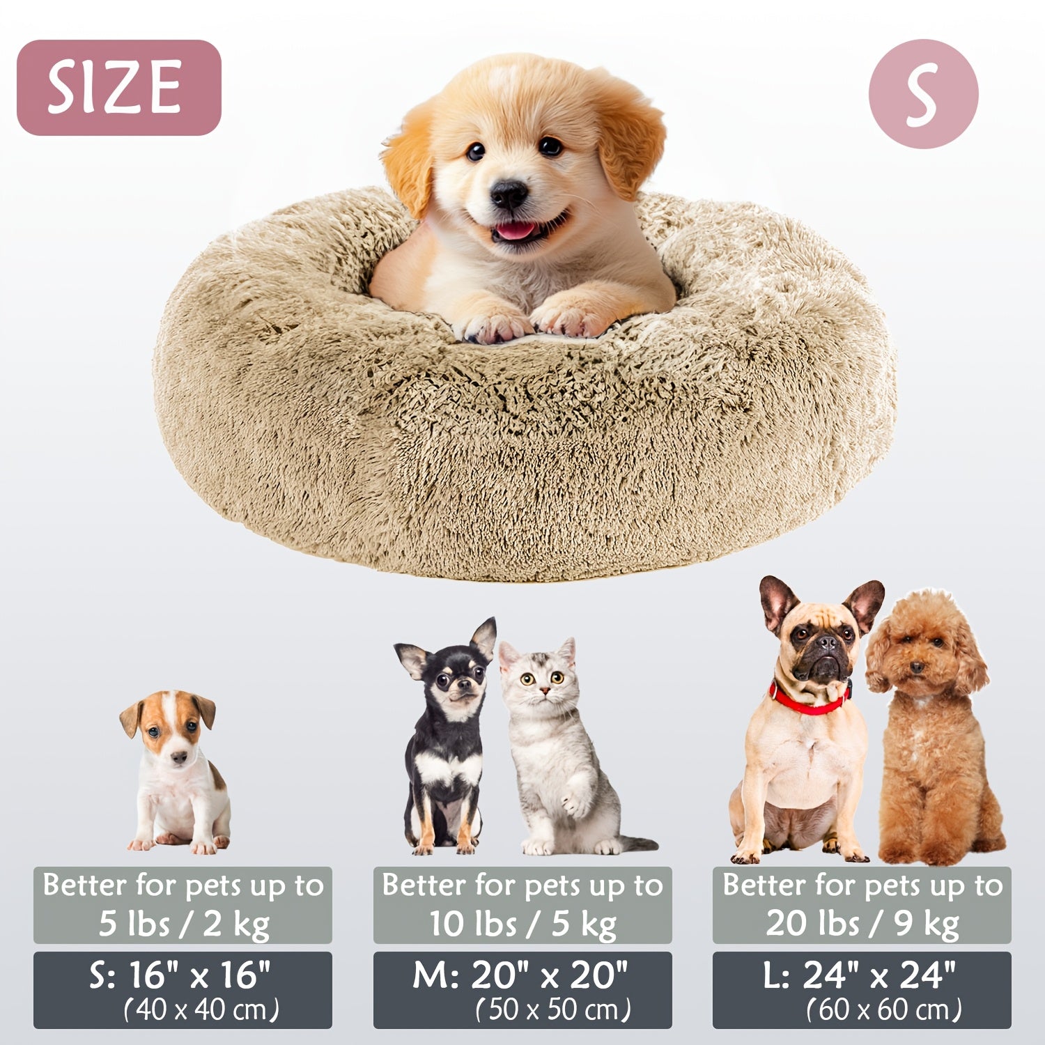 Soft Plush Round Pet Bed – Cama Macia e Aconchegante para Cães e Gatos | Ideal para Outono e Inverno