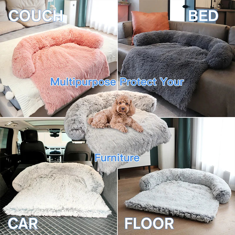Cama Sofá Pet Grande com Cobertor Removível – Quentinha, Lavável e Calmante para Cães e Gatos 🐶🐱
