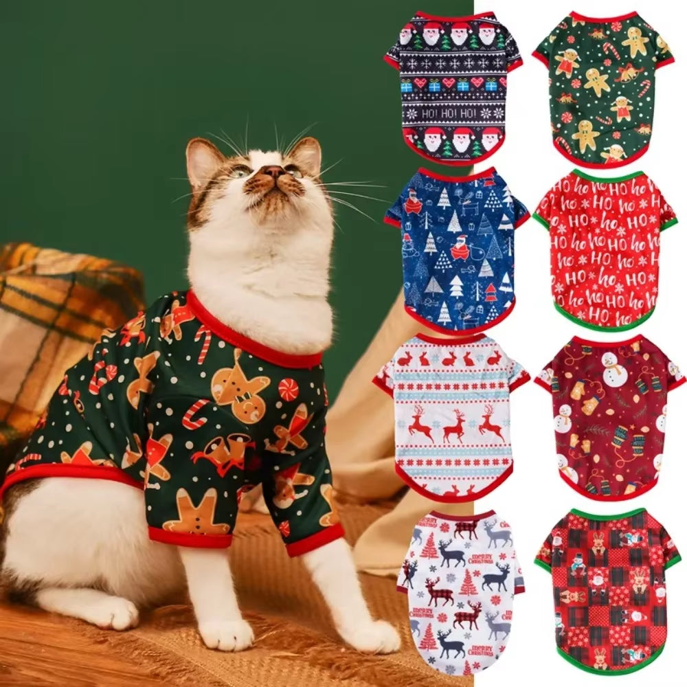 Camiseta Natalina para Pets – Roupinha Macia com Estampa de Boneco de Neve | Fantasia de Natal para Cães e Gatos Pequenos