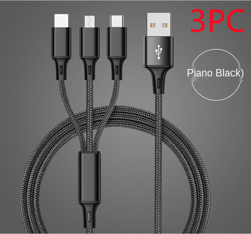 Cabo 3 em 1 Trançado – Mini e Multiuso para Carregamento e Dados