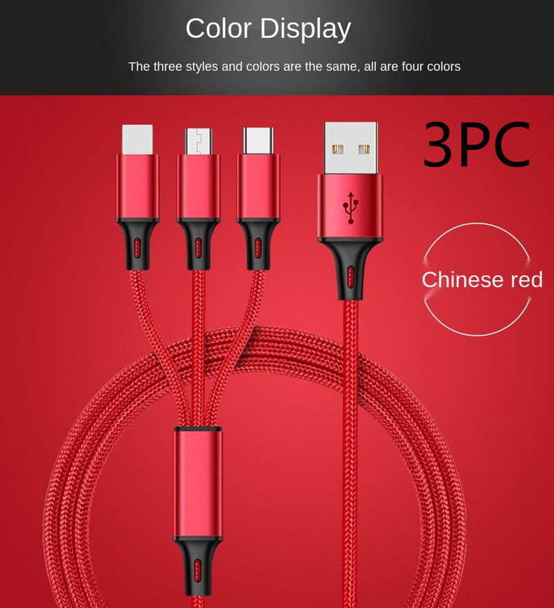 Cabo 3 em 1 Trançado – Mini e Multiuso para Carregamento e Dados