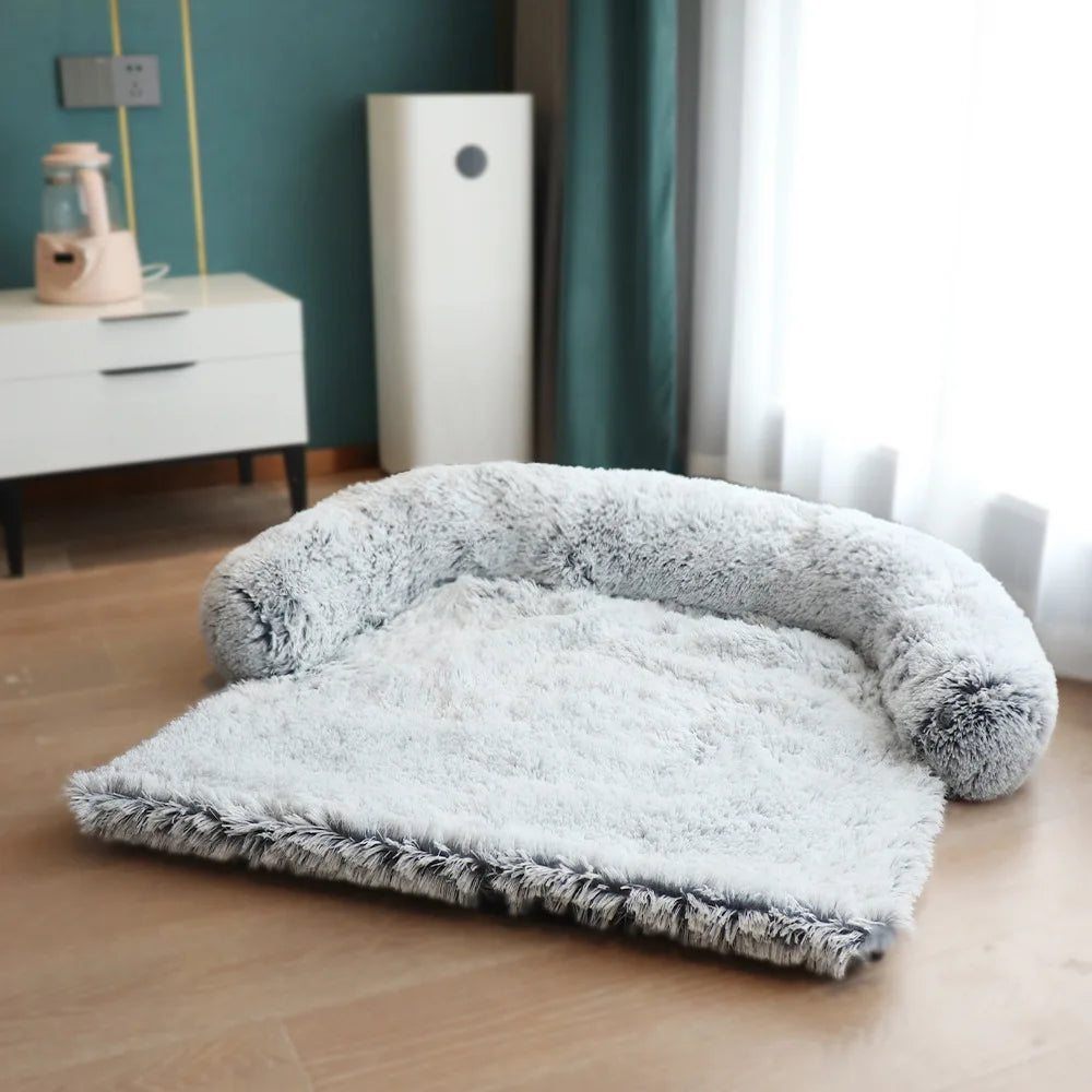 Cama Sofá Pet Grande com Cobertor Removível – Quentinha, Lavável e Calmante para Cães e Gatos 🐶🐱