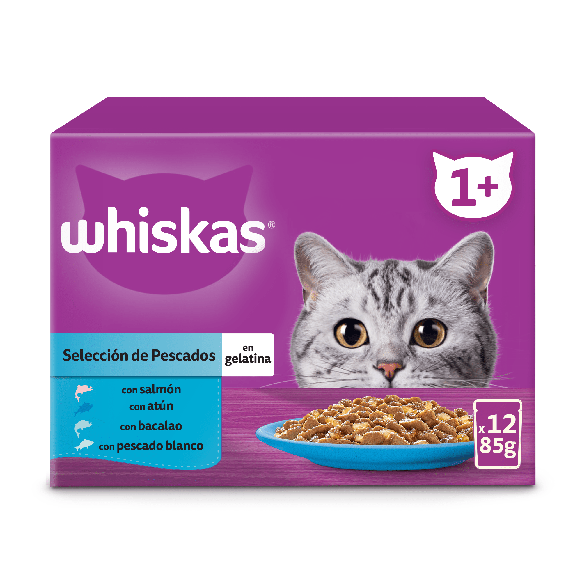 Whiskas Megapack Fish – 48 Sachês 85g | Seleção de Peixes em Gelatina para Gatos Adultos