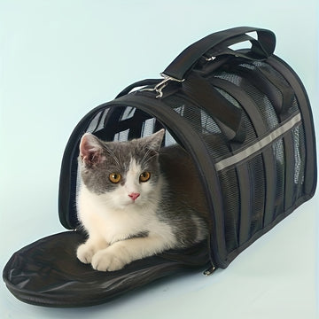 Bolsa de Transporte Dobrável para Pets – Com Zíper de Segurança | Malha Respirável | Gatos e Cães