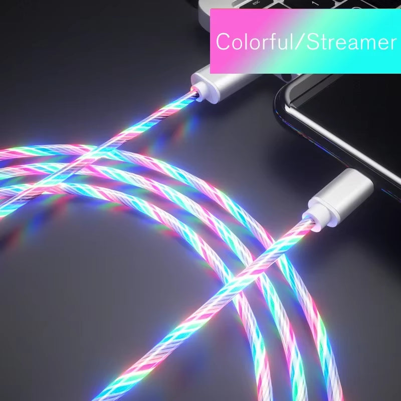 Cabo USB-C 3A com Luz LED – Carregamento Rápido e Transferência de Dados para Samsung, Huawei