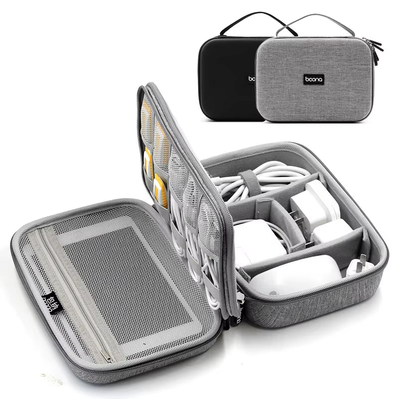 Bolsa de Armazenamento EVA Dupla – Organizador de Cabos, Fones, Carregadores e Acessórios Eletrônicos