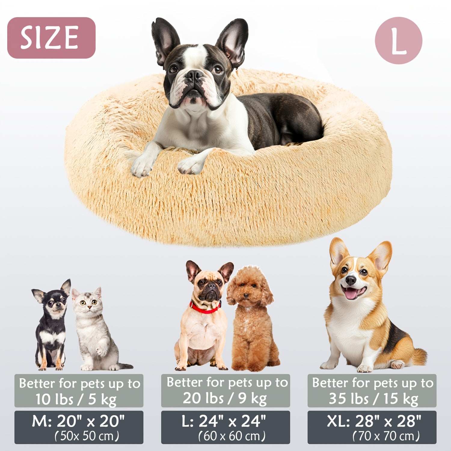 Soft Plush Round Pet Bed – Cama Macia e Aconchegante para Cães e Gatos | Ideal para Outono e Inverno
