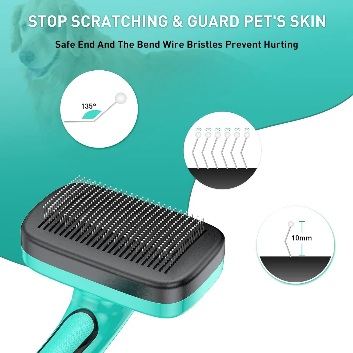 Escova Autolimpante para Cães e Gatos – Slicker Brush | Remoção de Pelos Soltos, Desembaraço e Massagem