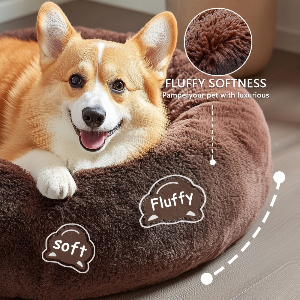 Soft Plush Round Pet Bed – Cama Macia e Aconchegante para Cães e Gatos | Ideal para Outono e Inverno