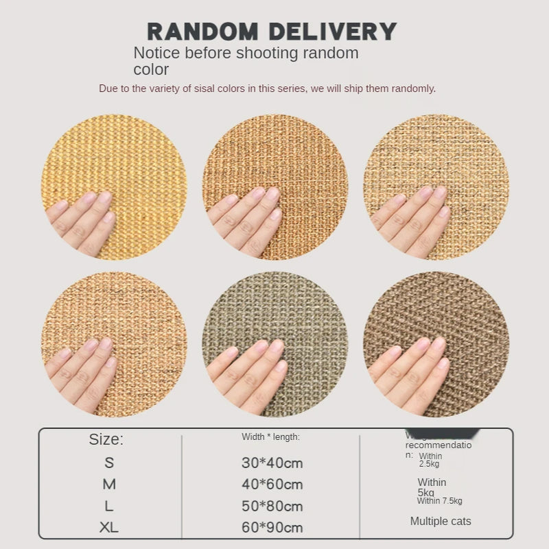 Tapete Arranhador de Sisal para Gatos – Protetor de Móveis | Tapete Durável para Afiar Unhas e Brincar | Ideal para Sofá, Cadeira e Piso